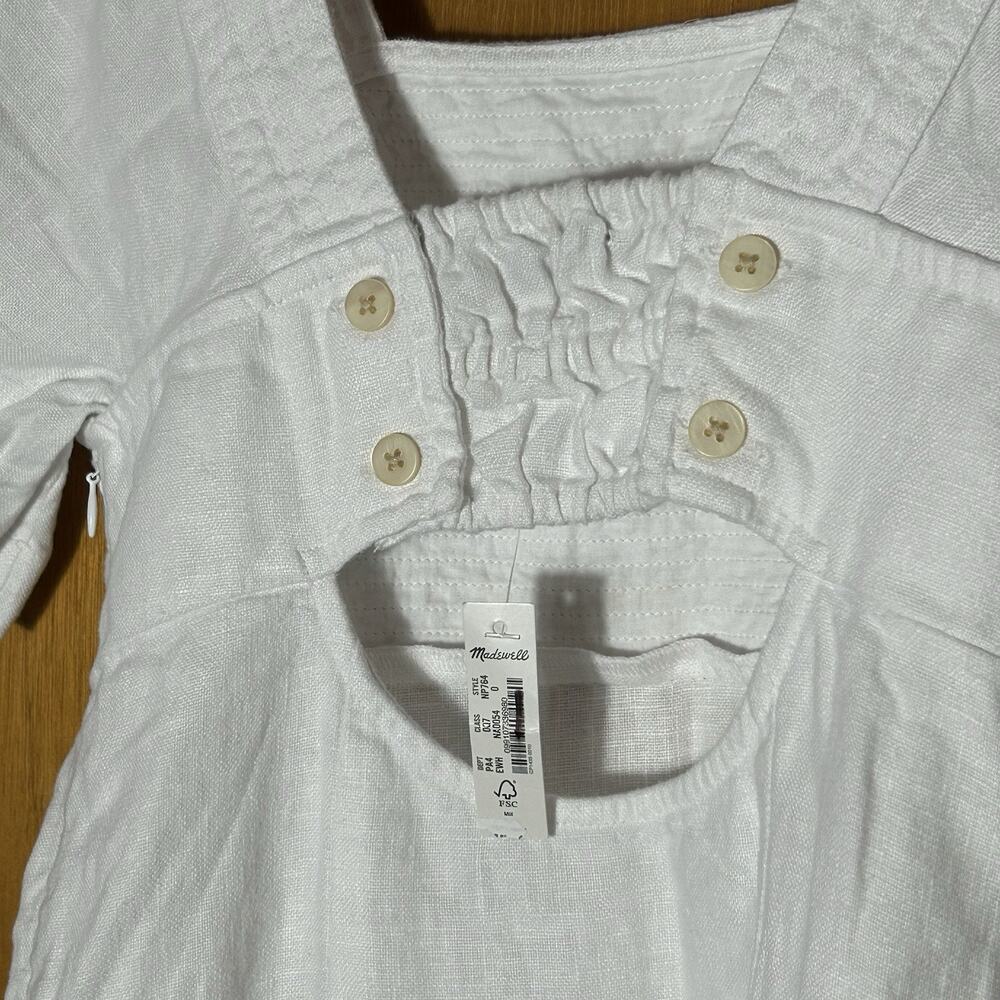 MADEWELL Square Neck Mini Dress with Back Cutout 100% Linen Size 0 NEW - Picture 6 of 9